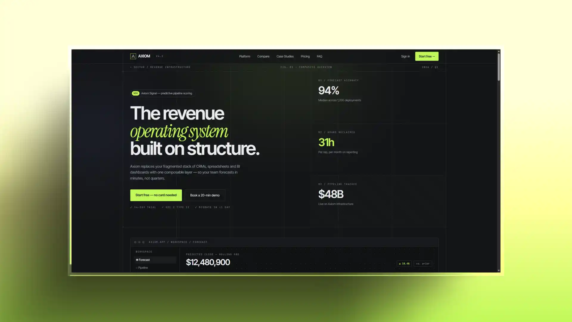 AXIOM revenue infrastructure landing page