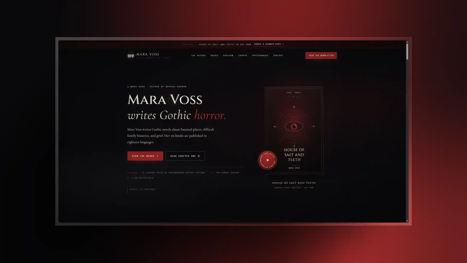 Mara Voss gothic horror novelist author site